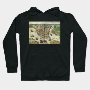 Antique City Map of Constantinople , Istanbul by Braun and Hogenberg Hoodie